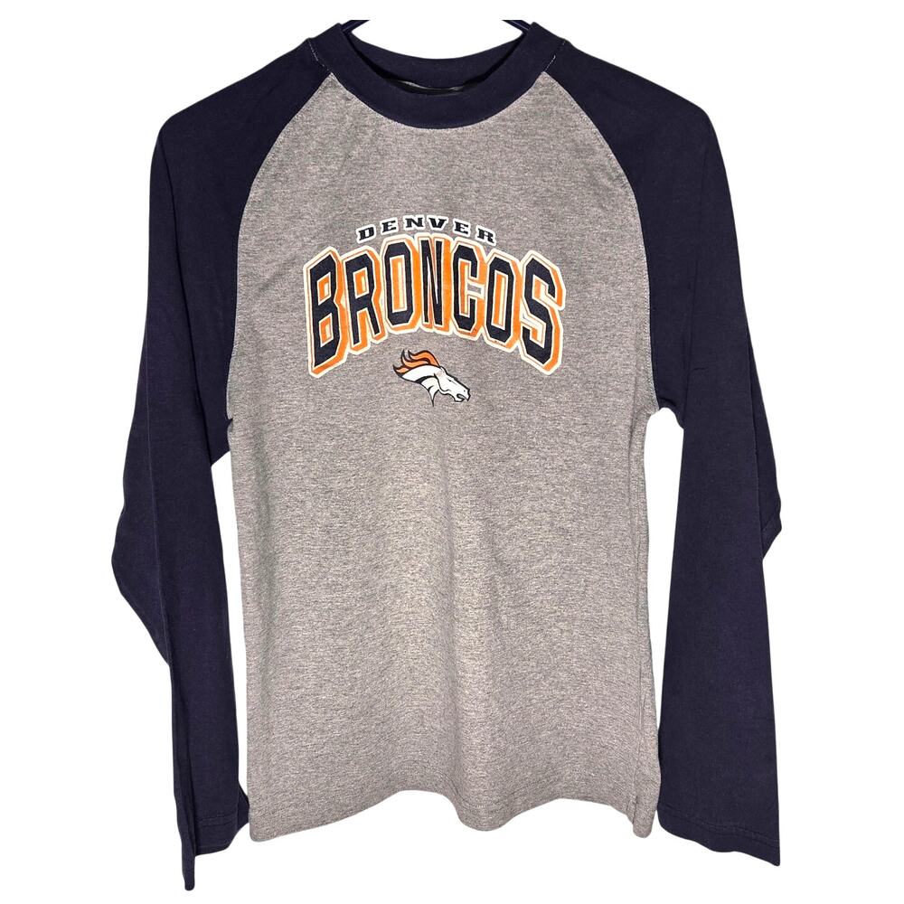 NFL Denver Broncos Boys XL Long-Sleeve Shirt - Grey & Blue